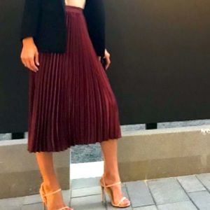 Burgundy Accordion Skirt